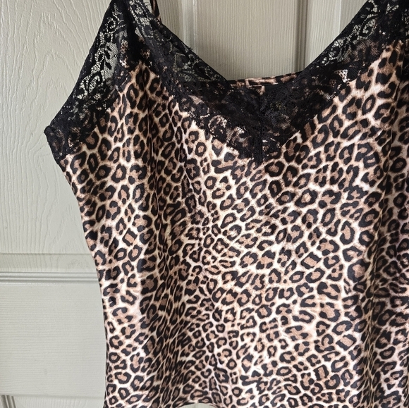 Just Sexy Babydoll Lingerie Y2k Top XL Animal Print Lace Trim Brown Black Fairy - Picture 4 of 12